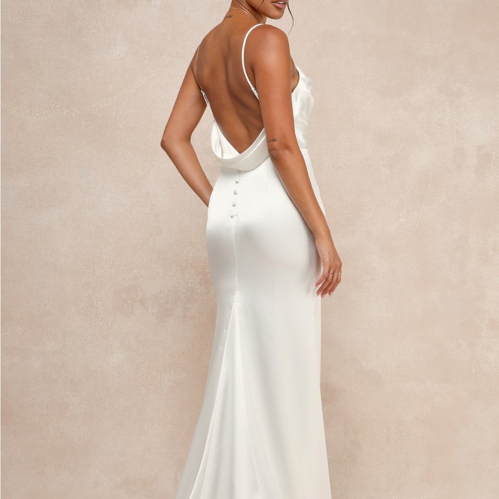 Lulu's White Backless Satin Dress